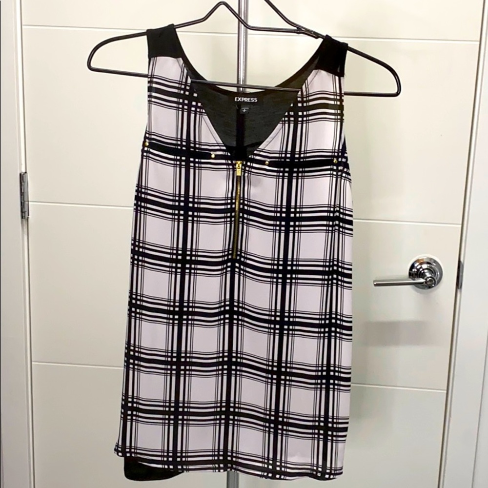 Express Black & White Sleeves Tank Top